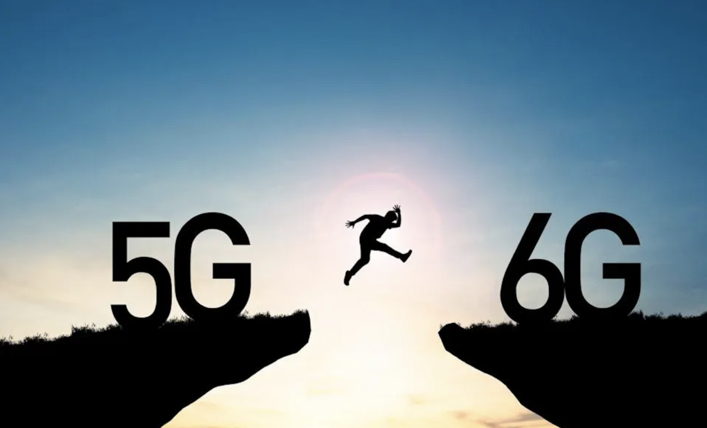 un hombre saltando de una roca a otra con las letras 5G y 6G